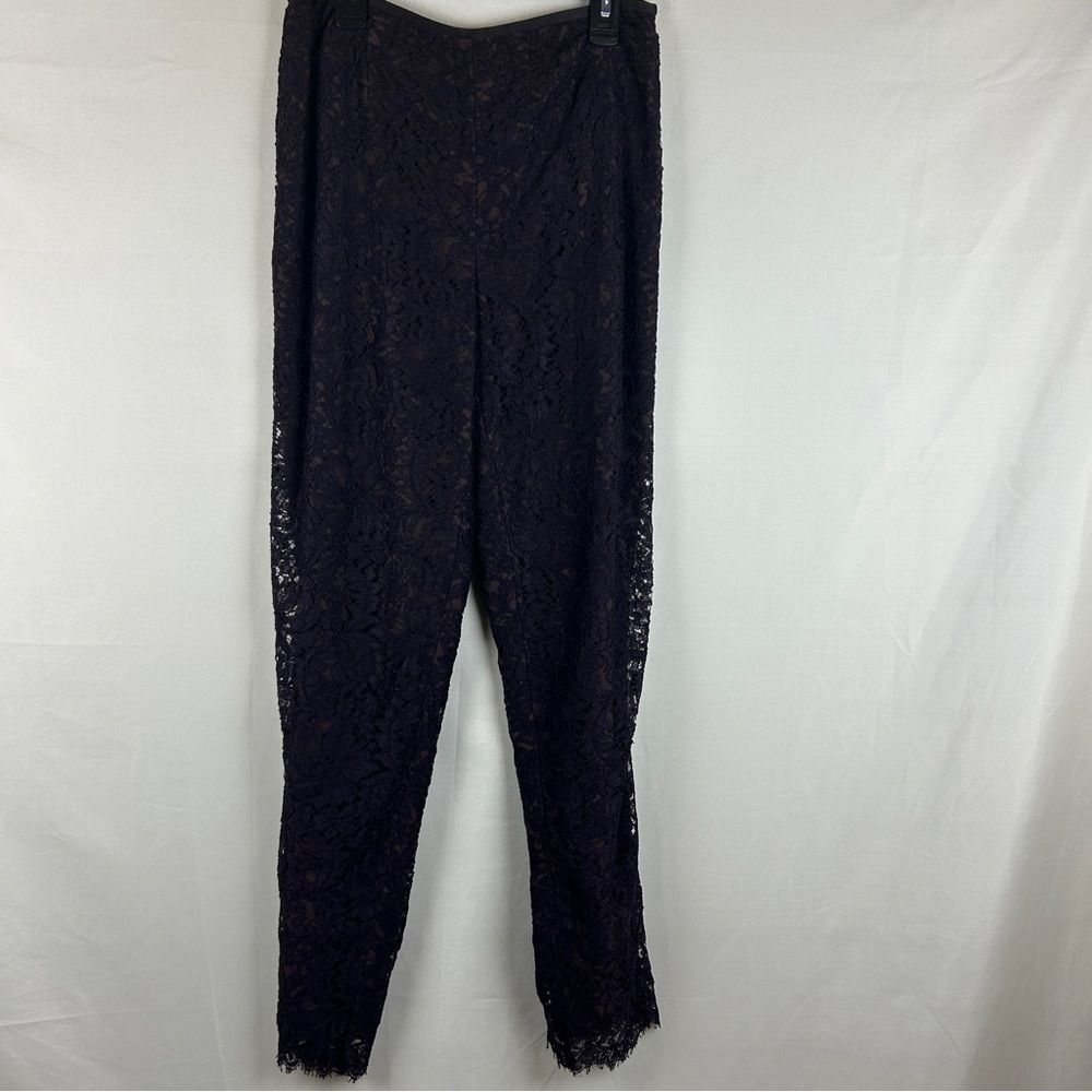 Dana Buchman luxe lace overlay pants size 6 dark purple
